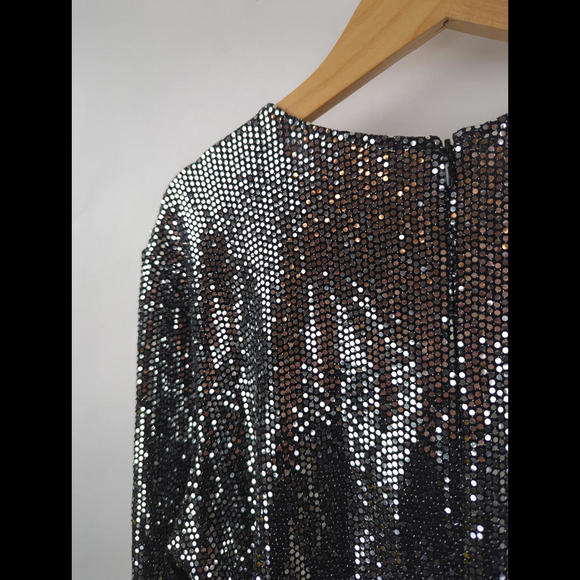 [SOLD] NWT $425 L'AGENCE Women's Sz US 4 S SUNNY Glitter Dress Metallic Silver - Picture 10 of 12